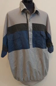 Camisa de bolsillo con bandas de bolsillo Salmon River Traders para hombre XL gris/azul - Imagen 1 de 11