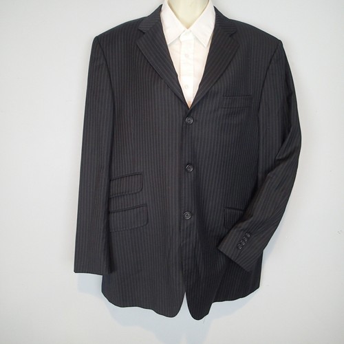 Cappotto sportivo blazer doppio gessato nero Burberry London Bond Street 42R 3 Btn