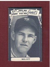 MEL OTT, New York Giants ~ TCMA All-Time Greats TYPE 2 strip card(NOT postcard)B