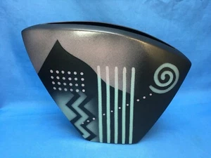 Vintage New Wave John Bergen Black Intaglio Mikasa Art Pottery Vase ~ FS - Picture 1 of 8