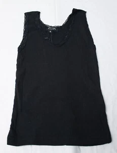Nasty Gal Women's Ribbed Lace Trim Solid Vest Tank Top SG1 Black Size 4 NWT - Picture 1 of 3