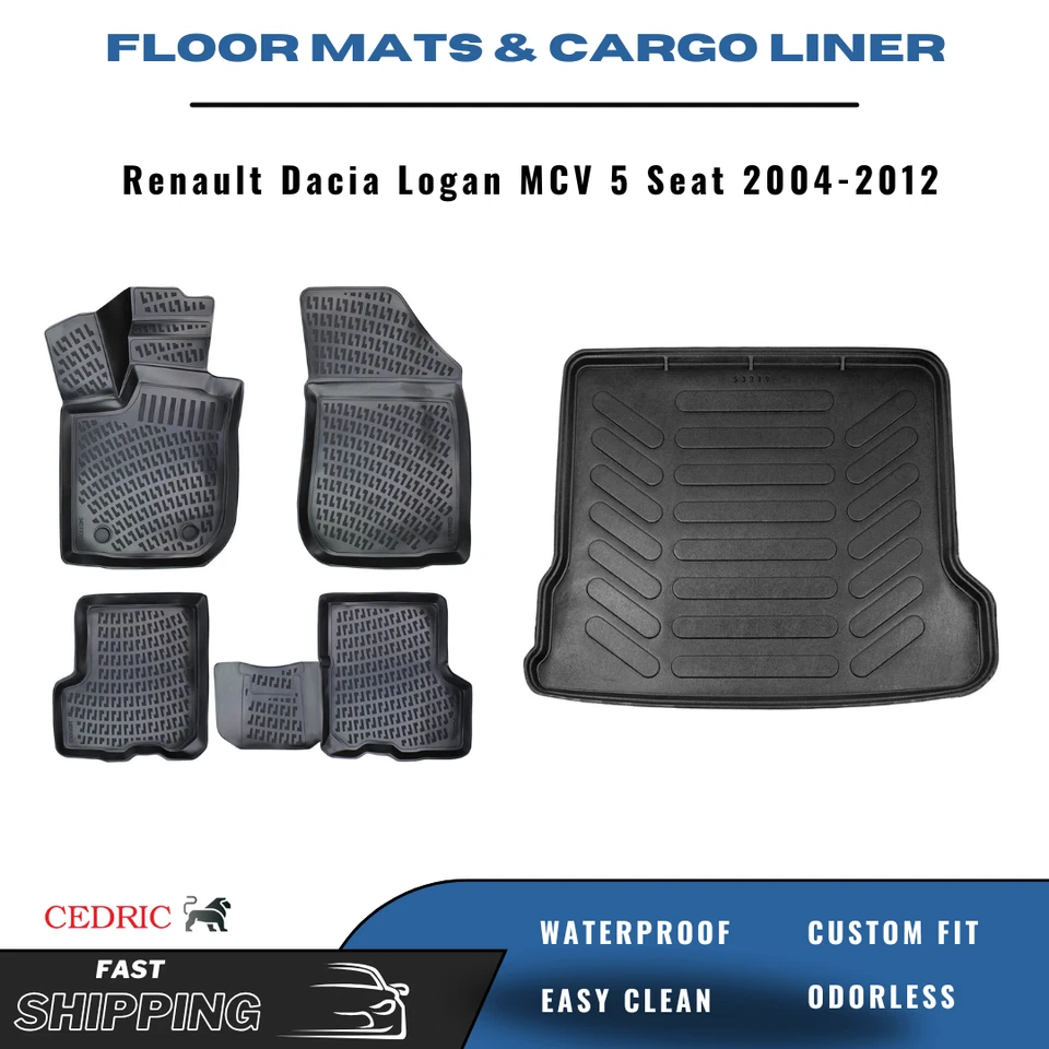 Автомобильные напольные коврики грузовой лайнер для Renault Dacia Logan MCV 5 сидений 2004-2012 3D комплект - Изображение 1 из 4