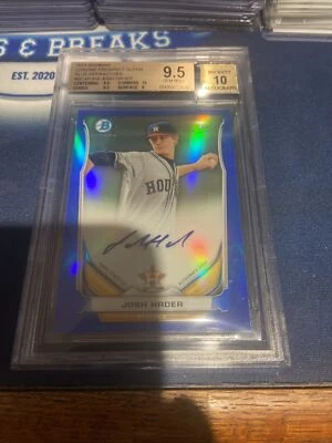 2014 bowman chrome auto blue refractor josh hader /150 bgs 9.5 Brewers Padres - Image 1 of 2
