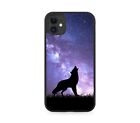 Wolf Silhouette Rubber Phone Case Cover Wolves Galaxy Moon Universe i228
