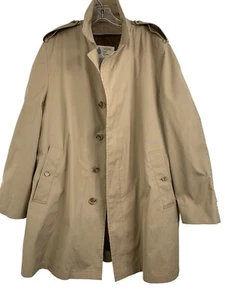 VTG London Fog Mens Trench Over Coat Zip Liner Size 44R USA Tan Pockets  8552 - Picture 1 of 11