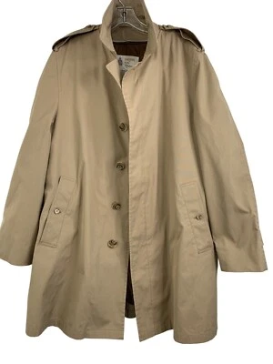 VTG London Fog Mens Trench Over Coat Zip Liner Size 44R USA Tan Pockets  8552 - Image 1 of 4