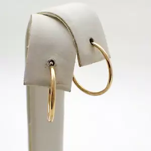 14k Gold 1mm Tubular Round Hoop Earrings Sleeper Endless Child Petite Size - Picture 1 of 5