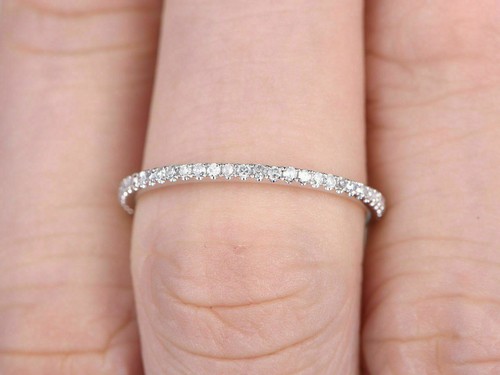 1.0 Ct Round Cut Simulated Diamond Half Eternity Band Ring 925 Sterling Silver