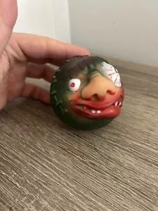 VINTAGE 1980's MADBALL KNOCKOFF GREEN MONSTER FACE RUBBER FUNNY BALL - Picture 1 of 11