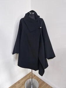 OSKA black draped wool coat size 3 Comfort 16/18/20 lagenlook cape sleeve - Picture 1 of 14
