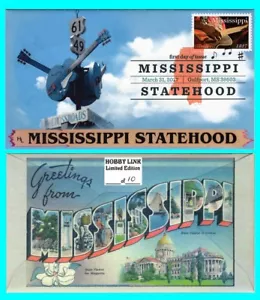 Copertina primo giorno Mississippi Statehood con annullamento colore tipo 2 - Foto 1 di 1