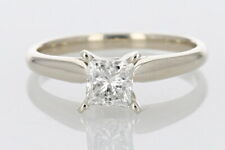 1.00ct Princess Cut Diamond Solitaire Engagement Ring 14k White Gold Size 6.75