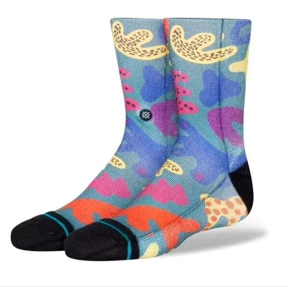Stance Kids' Abstract Shapes Crew Socks - Teal Size Y3-5.5