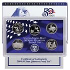 2004 S Proof State Quarter Set Gem Dcam Original Box & Coa 5 Coins Cn-Clad