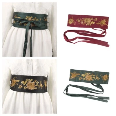 Damen Retro Stickerei Knoten breite Taille Gürtel chinesischer Kleid Blume Bund - Bild 1 von 4
