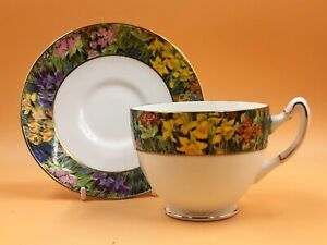 Art Deco Paragon Star China Springtime design tea cup & saucer duo. No. 8485.