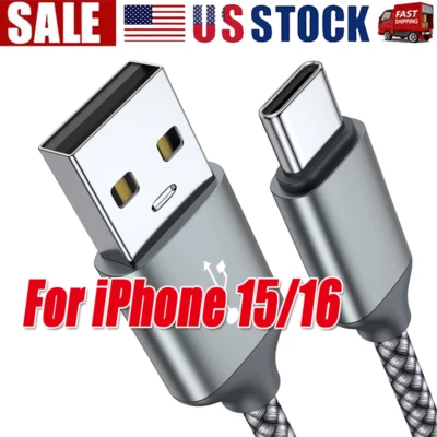Braided USB C Type C Fast Charging Data Cable Cord for iPhone 17 Pro Max 15 lot - Image 1 of 4