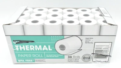 36 rolos - Rolos de recibos de papel térmico 2,25" x 85' - Imagem 1 de 3