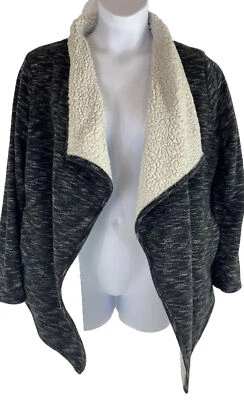 Cárdigan para mujer Green Tea XL brezo forrado sherpa cascada envolvente frente abierto Foto 1 de 4