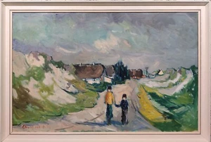 Arnold William Pedersen (1912-1986): KIDS ON THE ROAD, original oil painting - Picture 1 of 8