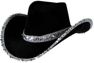 Adult Texan Cowboy Hat With Sequins Fancy Dress Accessory Western Hen Party