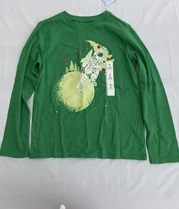 Cat & Jack Boys Green Astronaut Christmas Long Sleeve Shirt Size M(8) NWT - Picture 1 of 4