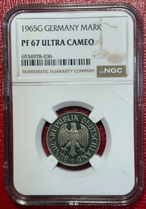 NGC PF67 ULTRA CAMEO 1965 G GERMANY MARK COIN- PROOF MINTAGE OF 1,200-MAY777 - Picture 1 of 2