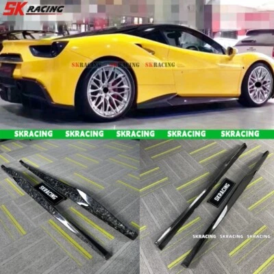 Faldas laterales forjadas/fibra de carbono/negras falda lateral cubierta labial se adapta a Ferrari 488 16-19 Foto 1 de 4