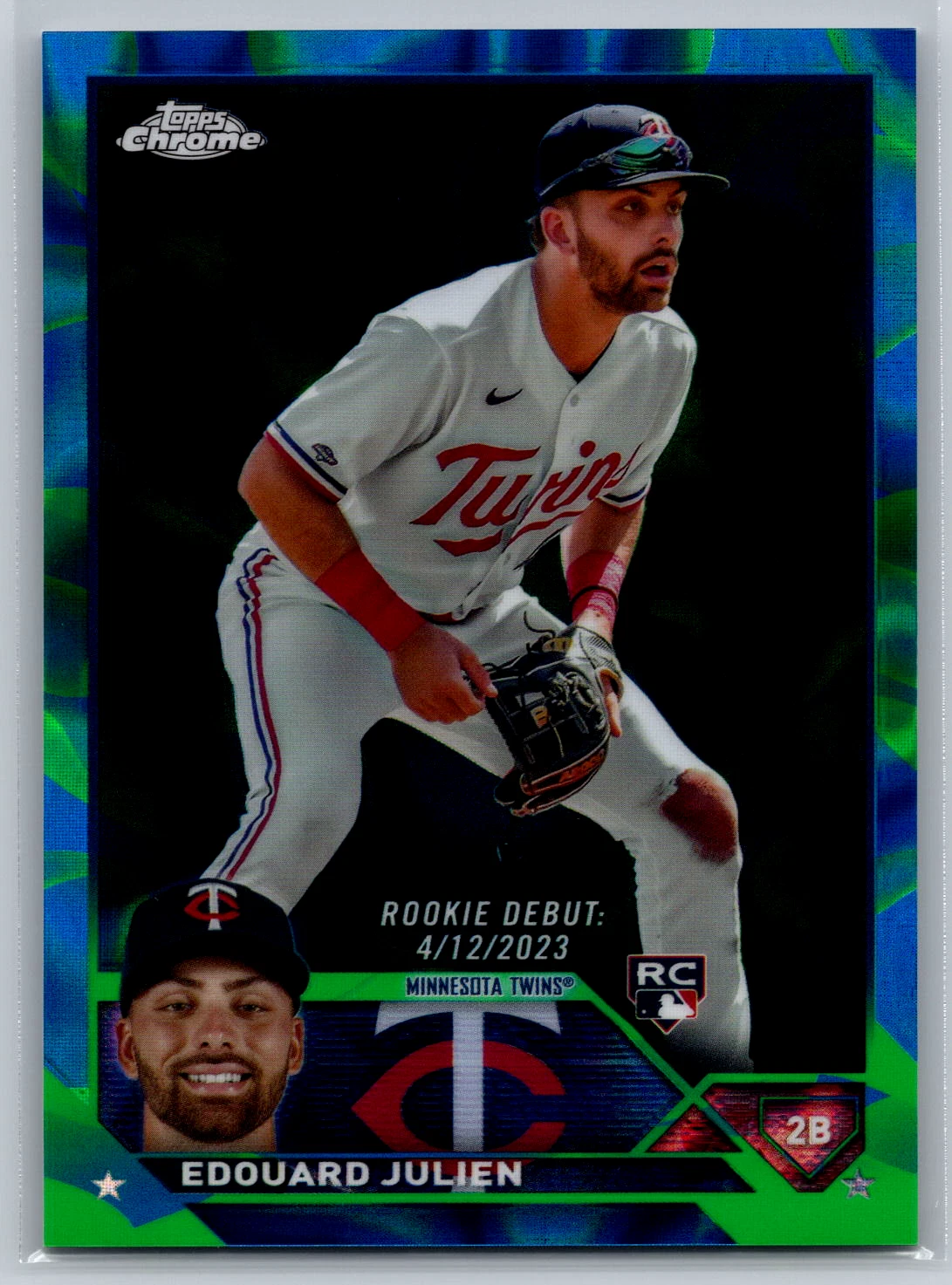 Edouard Julien 2023 Topps Chrome Update Rookie Debut Blue/Green Lava Lamp /125