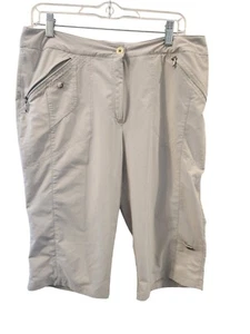 Jamie Sadock Capri Women 12 Grey Low Rise Zip Pockets Pants Golf Tennis-H83 - Picture 1 of 6