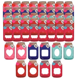 50 Pack Valentines Cards for Kids, Mason Jar Happy Valentines Day Cards - Picture 1 of 12