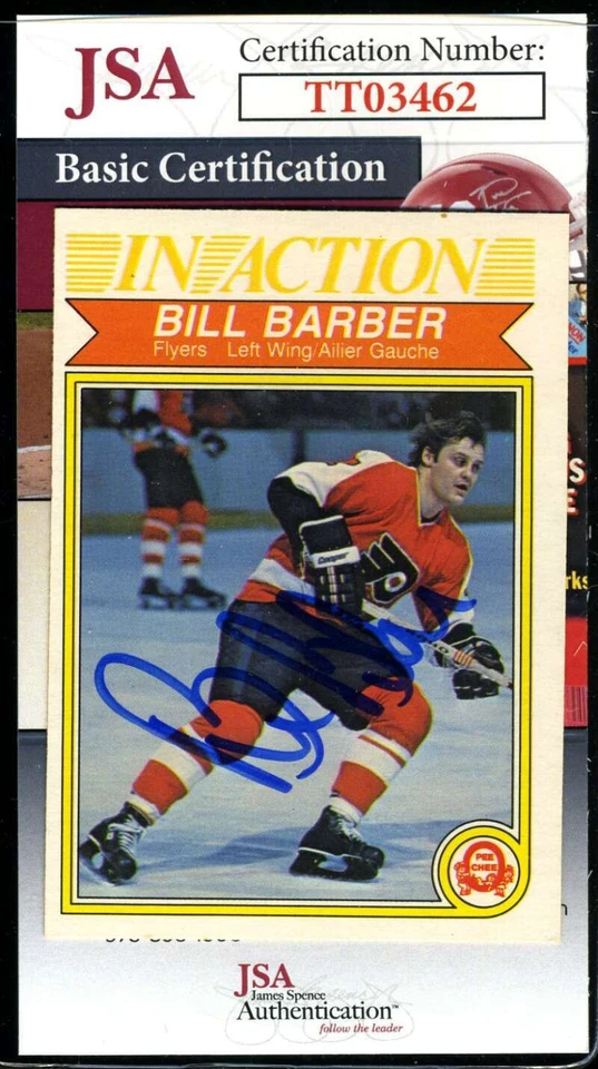 Bill Barber JSA Coa Autograph 1982 O-Pee-Chee In Action Signed Hockey - Image 1 of 2