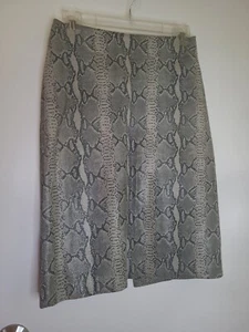 Falda Lápiz de Cuero Chi Totalmente Forrada Bronceado/Gris Estampado de Serpiente Para Mujer Talla 2 - Imagen 1 de 9