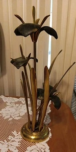 Mid Century Modern Hollywood Regeny Brass Floral Sculpture Lilly Flower Art - Picture 1 of 4