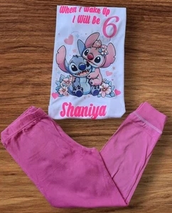 Personalised Stitch Pyjamas When I Wake Up I Will Be 3 4 5 6 7 8 9 10 Gift Set - Picture 1 of 3