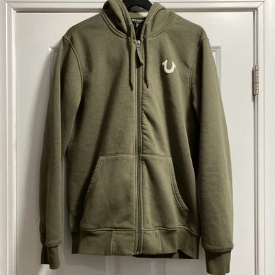 Sudadera con capucha polar True Religion clásica con logotipo de Buda verde cremallera completa talla M Foto 1 de 4