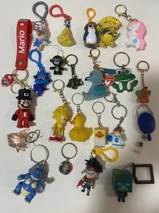 Mixed Novelty Key-Chain Lot of 22 Bag Clips Backpack Charms - Picture 1 of 11