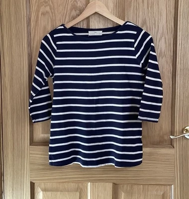 Zara Women's Blue Striped 3/4 Sleeve T Shirt XL (10-12) - Image 1 of 4