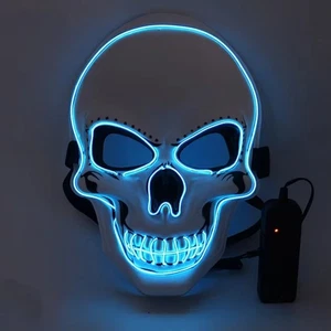 Halloween Horror Skull Mask LED Cold Light Mask LED Halloween Mask Cosplay Mask - Picture 1 of 22