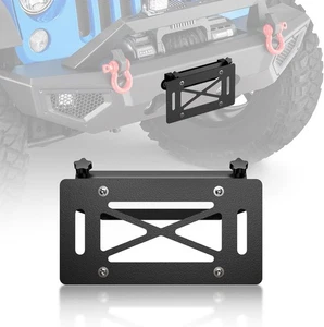 Universal Winch Mount Front License Plate Frame Compatible with 10" Black  - Picture 1 of 9