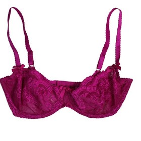 L'Agent Agent Provocateur Lace Balconette Bra Womens US 36E Pink Underwire Bows