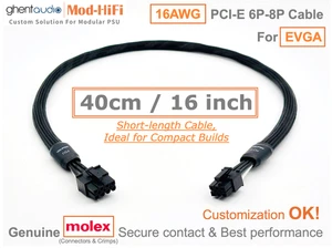 ⚡️UPgrading-16AWG PCI-E GPU 6P Cable for EVGA G2 G3 G5 G+ P2 P3 T2 -📏40cm / 16" - Picture 1 of 8