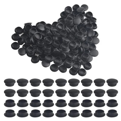 WMYCONGCONG 300 PCS 1/2" inch Plastic Hole Plug Round Tubing Plugs Black Cabinet Hole Plu.