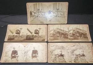 5 antique stereoview photos BATTLESHIP MAINE wreckage crew SAILORS WITH CAT 1898 - Photo 1 sur 5