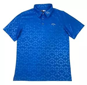 CALLAWAY Polo Top Golf Opti Dri Short Sleeve Blue Geometric Pattern Size L - Picture 1 of 13