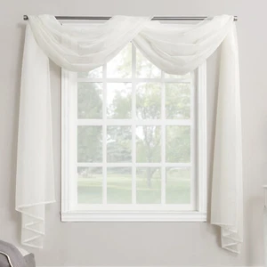 Plain Voile Net Curtain Scarf - 3m & 5m - Huge Range Of Colours - Free Postage - Picture 1 of 24