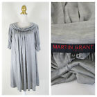 Martin Grant Paris Womens Solid Light Gray Silk Cowl Neck Shift Dress Size M