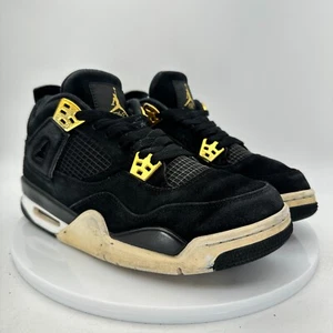 Nike Air Jordan Retro 4 Retro Youth Size 7Y 408452-032 Black Gold White Shoes - Picture 1 of 14