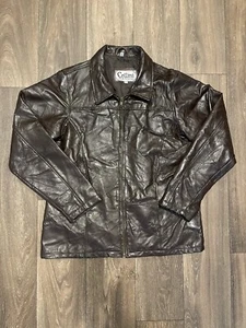 Vintage Cellini Authentic Leather Brown Jacket Size XL - Picture 1 of 6