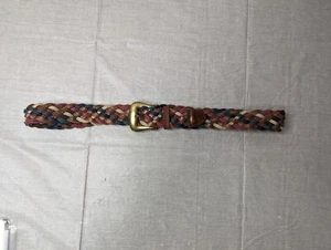 Vintage County Seat Belt Adult Size 39" Red Multi Color Leather Braided - Picture 1 of 8